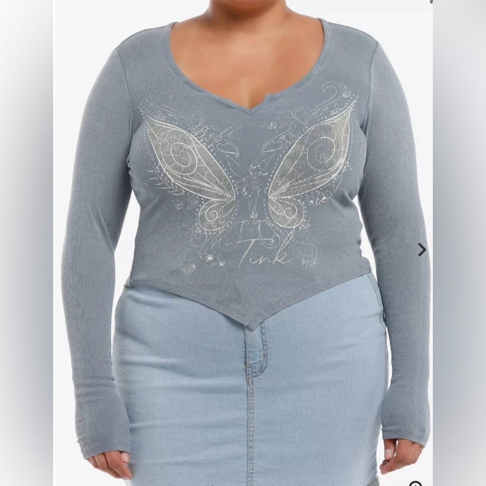 NWT Her Universe Disney Tinkerbell Gray Long Sleeve Top size 4X